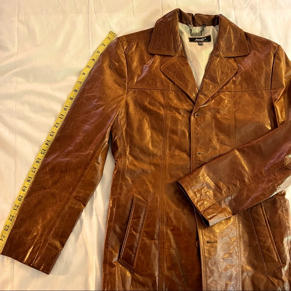 Froccella Cognac Button Up Leather Jacket Size 44